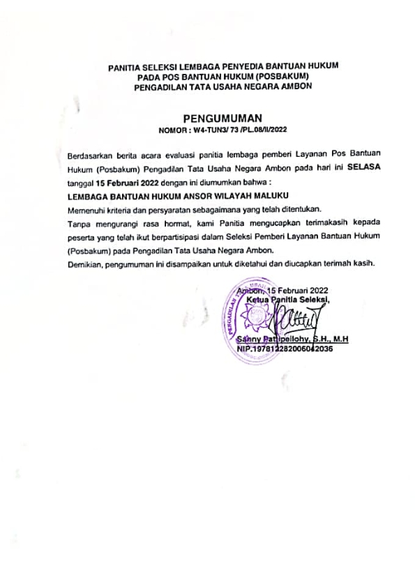 Pengumuman Posbakum PTUN Ambon 2022 001
